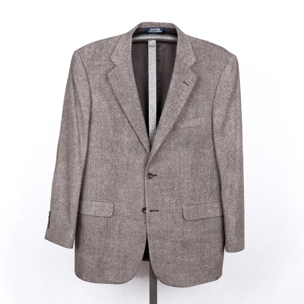 Stafford Classic Men's Lambswool Blazer w/ Elbow Patches Size 42R Career Office